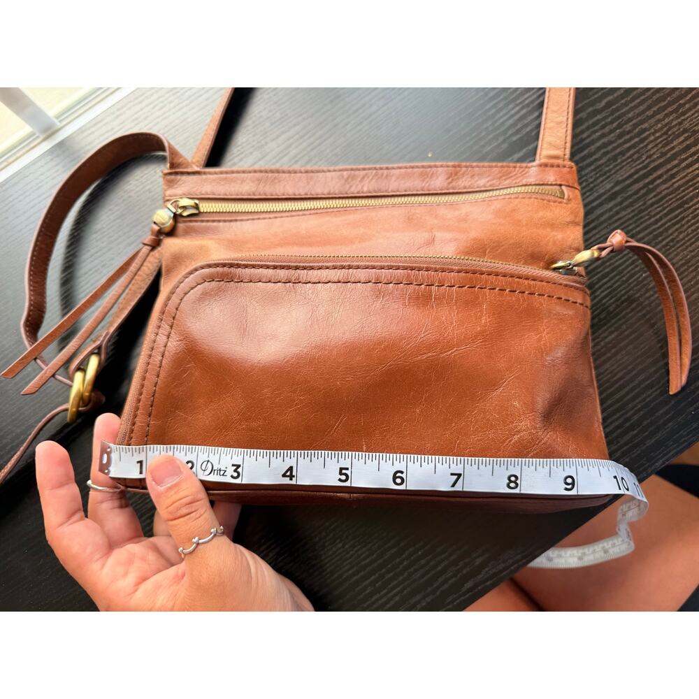 HOBO Genuine Leather Crossbody Bag Brown Vintage Style Multi Pocket Purse - Picture 12 of 16